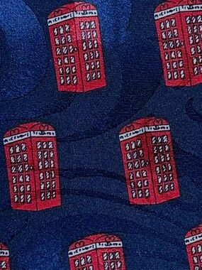 *Vintage* Gold.City Novelty London Phone Booth Print Tie Blue/Red ~Anglophile